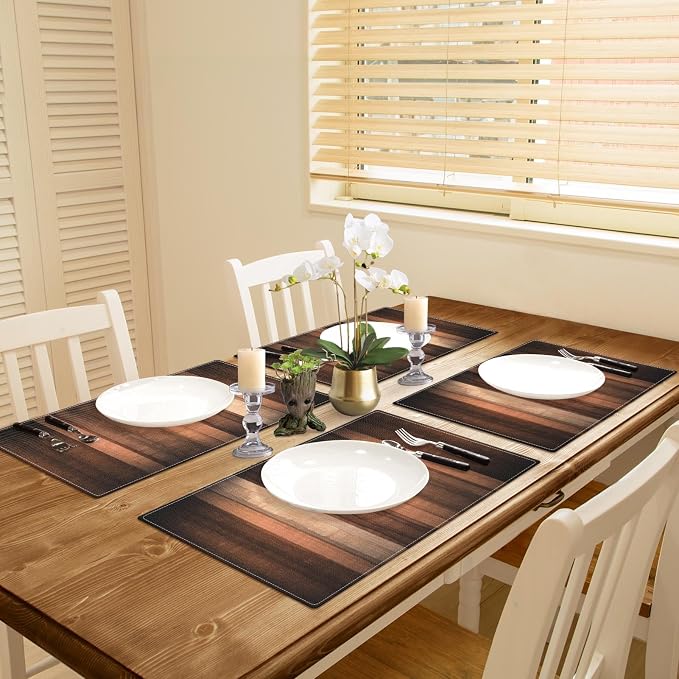 Emvency Farmhouse Placemats Set of 4, 12x18 Inch, Striped Vintage | Art Art - Image 5