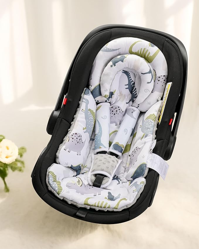 Infant Car Seat Insert with Removable Cushion for Baby Preemie Newborn Infant, Reversible carseat Insert Head Body Support Fits for Stroller, Baby Swing, Rocker, Bouncer, Bassinet - Grey