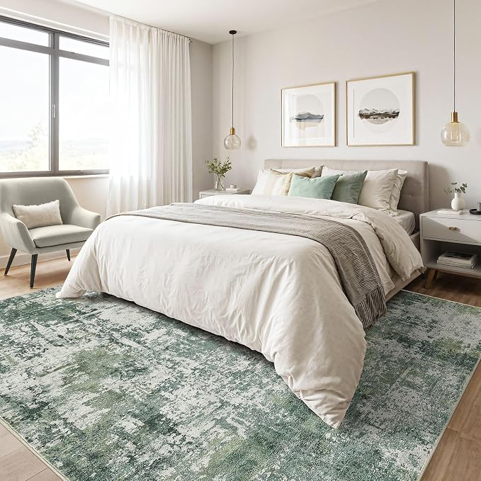 6x8 Area Rug Living Room: Washable Large Abstract Soft Stain Resistant Indoor - Image 4
