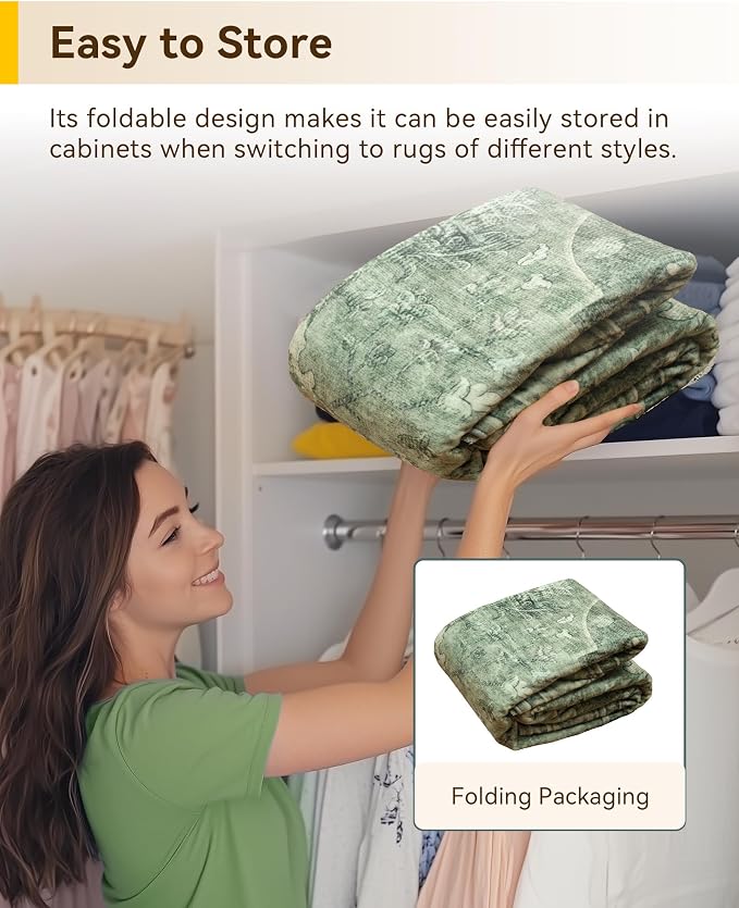 RELEANY Area Rugs Round 6ft Washable Non-Slip, Floral Vintage Distress - Image 6