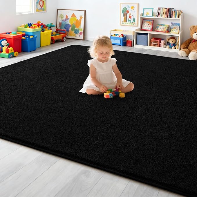 7x10 Feet Black Area Rugs for Bedroom, Indoor Washable Memory Foam Rug for - Image 7