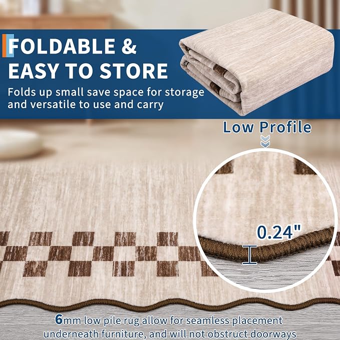 Washable Runner Rug 2x10 Modern Bordered Hallway Runner Rug Non Slip Kitchen - Image 6