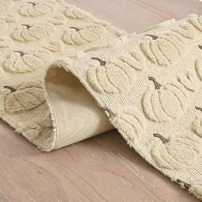 Artoid Mode Beige Soft Faux Fur Fall Table Runner 13x90 Inch | Seasonal Kitchen - Image 6