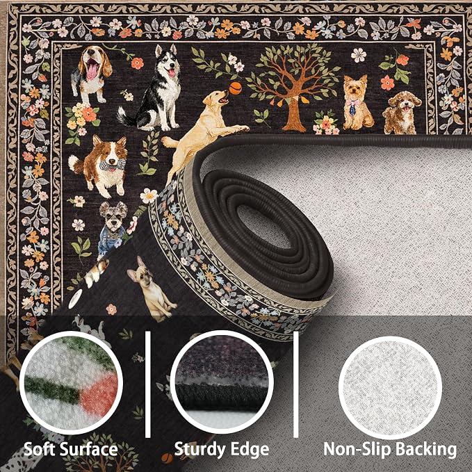 Black Dog Rug Runner for Hallways Kitchen Rug 2x6, Non Slip Washable Rugs - Image 8