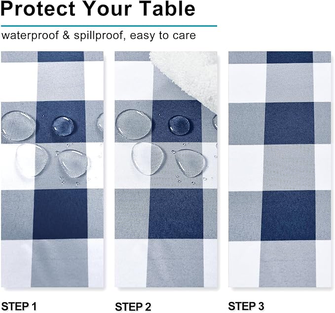 Checkered Tablecloth, 2 Pack, 60 x 120 inch, Stain and Wrinkle Resistant - Image 3