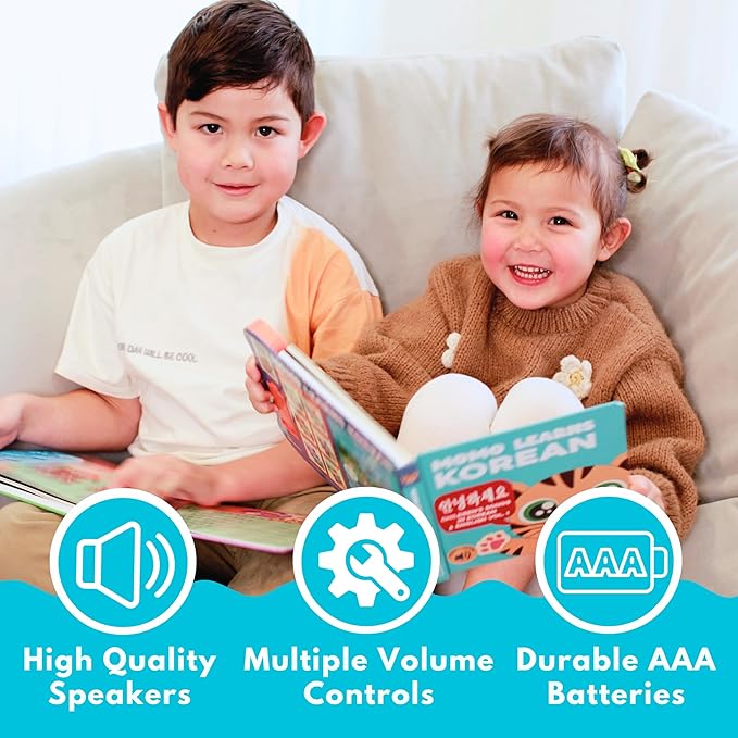 New! Learn Korean for Kids, Momo Learns Korean Vol. 1, Bilingual Korean Baby Book for Kids, Babies & Toddlers 1-3, Kids Board Book w/ Hangul, First Words & Songs, Language Toy for Preschoolers 0-3