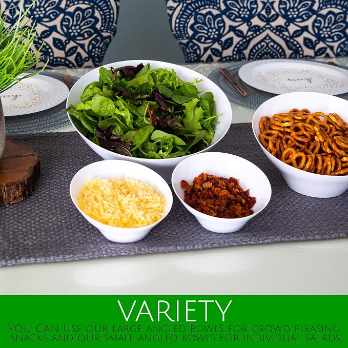 PLASTICPRO Disposable Angled Plastic Bowls Round Medium Serving Bowl, Elegant - Image 8