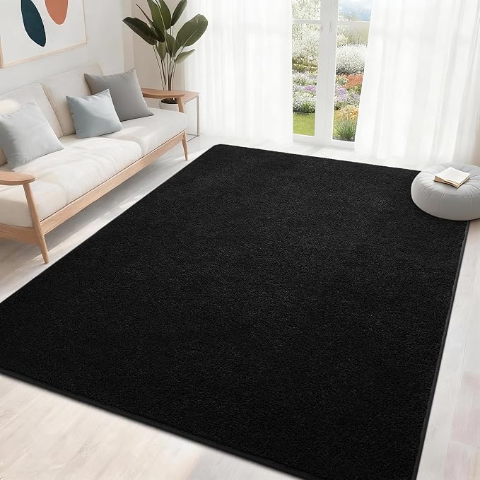 4x6 Feet Black Area Rugs for Bedroom, Indoor Washable Memory Foam Rug for - Image 3
