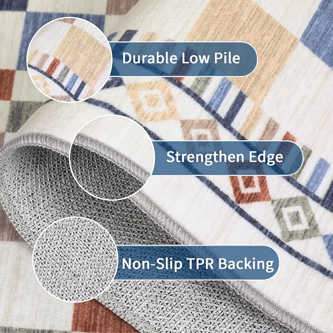 GarveeHome 4x6 Rug for Playroom Machine Washable Checkered Carpets for Bedroom - Image 3
