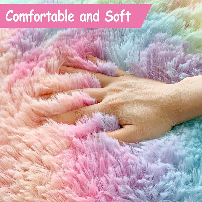 2x5 Feet Tie-Dye Rainbow Unicorn Rug - Image 5