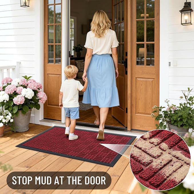 OLANLY Front Door Mat Outside Entrance 71x23, Heavy Duty Sturdy Natural Rubber - Image 6