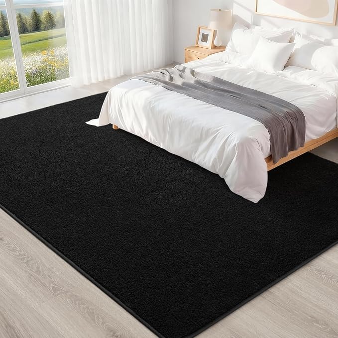5x7 Feet Black Area Rugs for Bedroom, Indoor Washable Memory Foam Rug for - Image 6