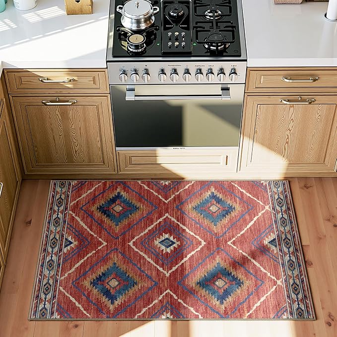 Area Rug 2x3 Rug Machine Washable Non-Slip Low Pile Print Pattern Western Rug - Image 5