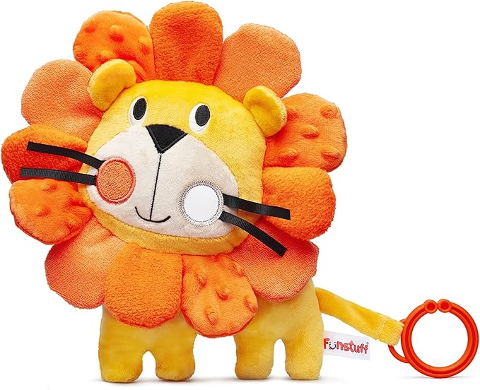 Roary The Lion Crinkle Toy for Baby - Sensory Tummy Time Toys - Plush Stuffed Animal with Teething Toy Chew Ring