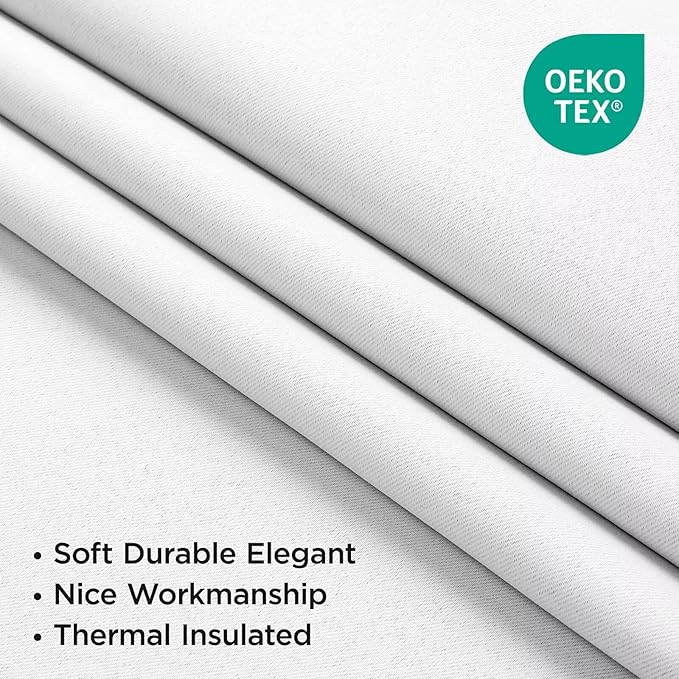Joydeco 72 Inch 60% Blackout White Curtains 2 Panels, Elegant Semi Sheer Curtains for Bedroom, Thermal Insulated Black Out Drapes for Living Room, Rod Pocket Back Tab Drapes(W52 x L72 Inch,Pure White)
