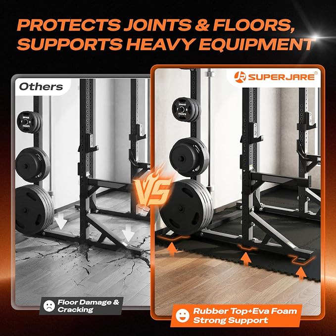 SUPERJARE 0.56'' Thick 48 Pcs 192 Sq Ft Rubber Top Exercise Equipment Mats - Image 4