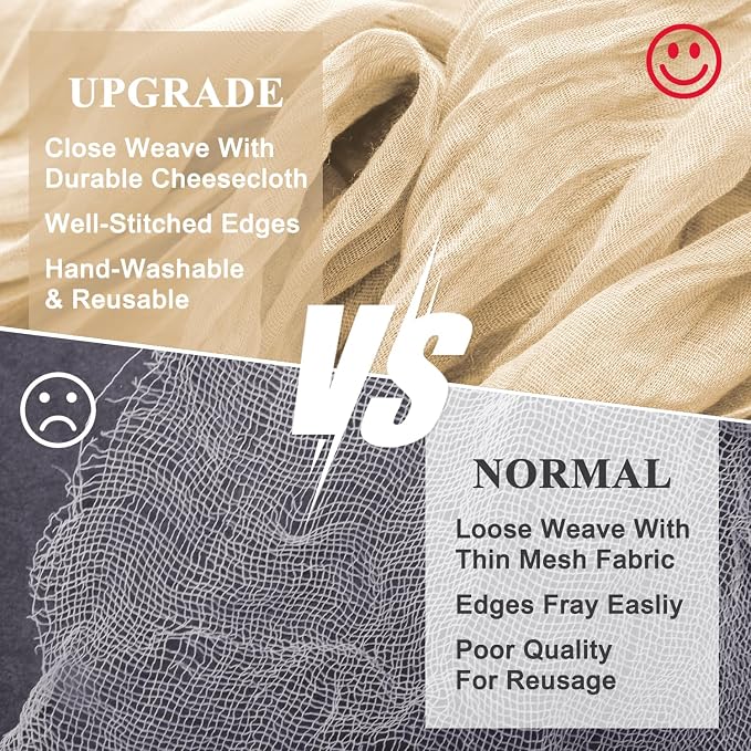 Cheesecloth Table Runner Sand 10FT Boho Gauze Runner, 3 Pack | 120 Inch Cheese - Image 4
