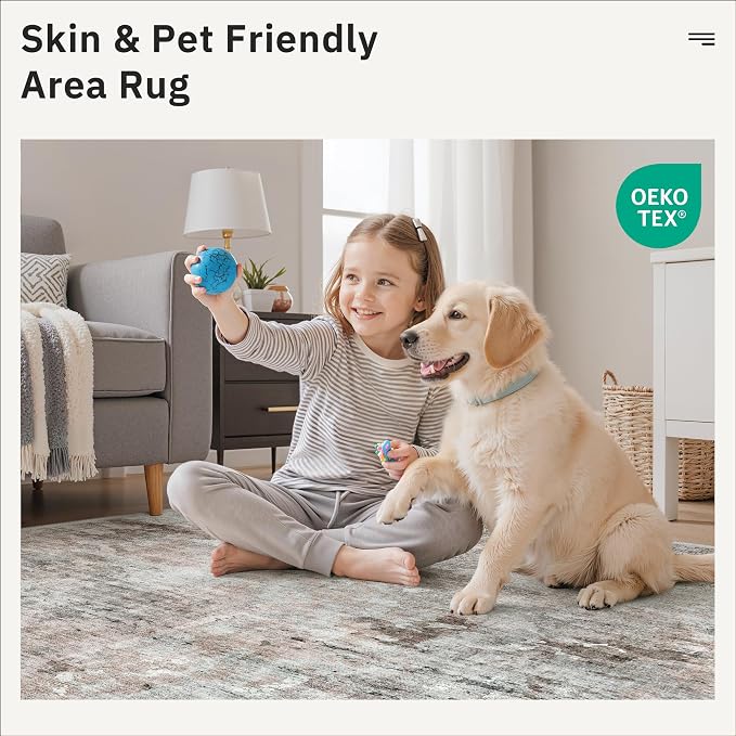 Soalmost 9x12 Area Rugs for Living Room, Non Slip Machine Washable Vintage Rugs - Image 8