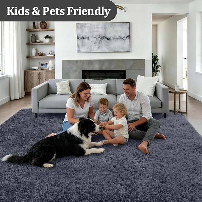 Fluffy 5x7 Area Rugs for Living Room Bedroom: Ultra Soft Shag Rug Non-Slip - Image 4
