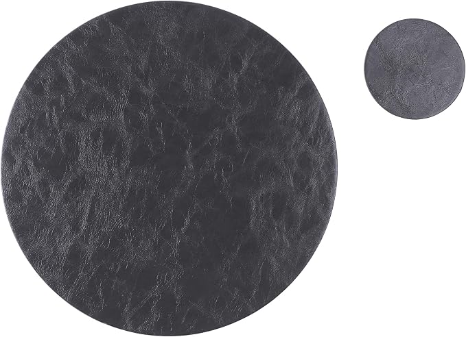Jovono Set of 4 Round Placemats and Coasters, Faux Leather Table Mats and Desk - Image 8