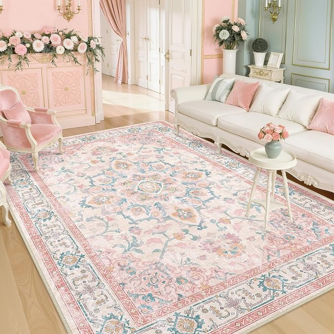 CAPALOCA Machine Washable Rugs Nursery Rug 5x8 Cute Girl Non Slip Low Pile - Image 9