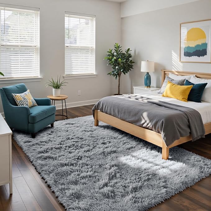 yongyangjuxin Fluffy Rug Shag Area Rug, Light Grey 8x10 Area Rugs - Image 2
