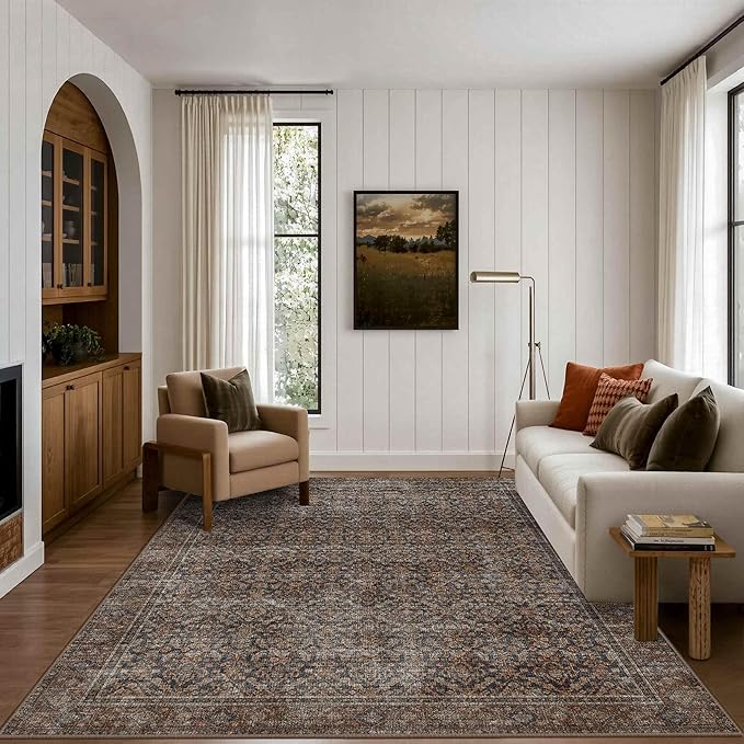 Latte&Fog 5x7 Area Rugs for Living Room, Vintage Taupe Brown Washable Rug by LatteFog