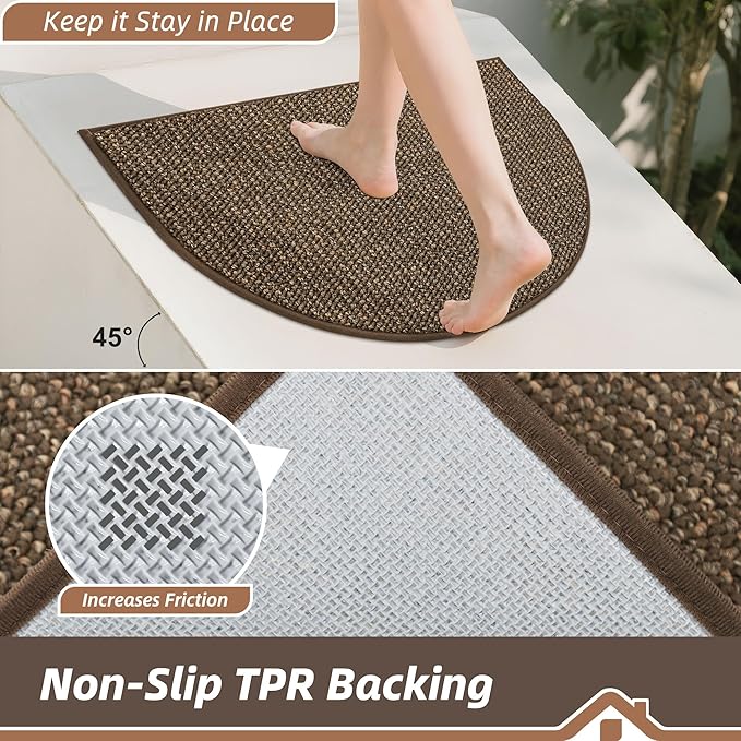 BEQHAUSE Dirt Trapper Door Mat 24" x 36" Half Circle Non-Slip Washable Doormats - Image 4
