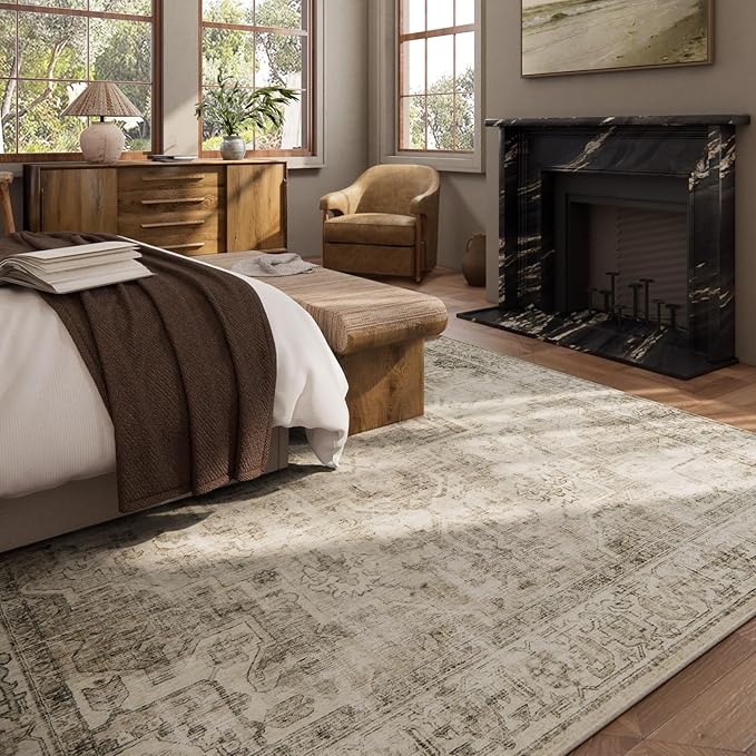 Washable Area Rugs for Living Room: 9x12 Bedroom Area Rugs Boho Vintage Rugs - Image 4
