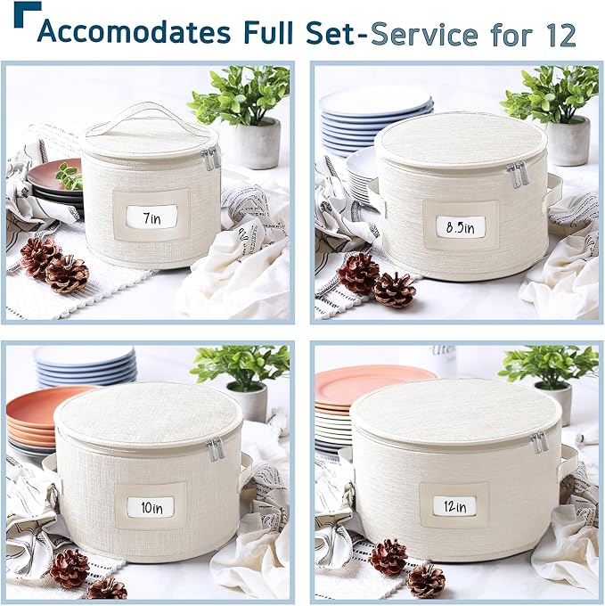 Fine China Storage Containers Hard Shell, 4 Piece Dish Storage Containers - Image 2