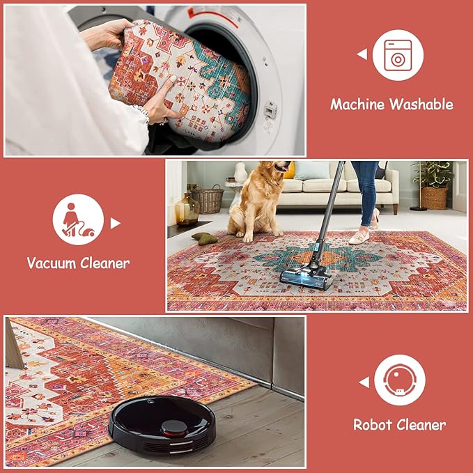 Moynesa Ultra-Thin Washable Pink Area Rug - Image 3