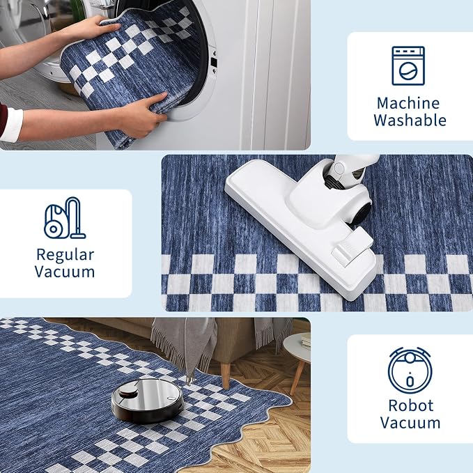 Washable Runner Rug 2x10 Modern Bordered Hallway Runner Rug Non Slip Kitchen - Image 7