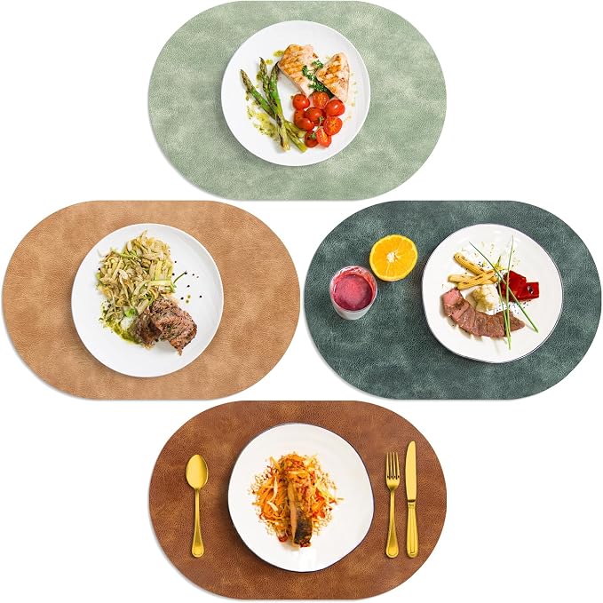 ADRIMER Placemats, Heat Resistant Oval Placemats Set of 4 Washable 12 x 17 Inch by Adrimersdreamistobeanindispensablecompanioninyourlife