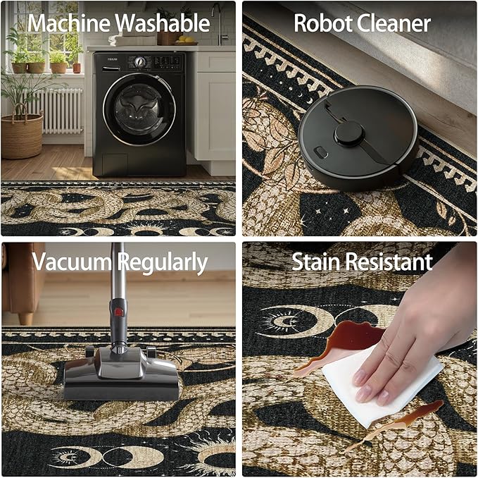 DCX Washable 4x6 Snake Rug, Soft Low Pile Carpet, Kid & Pet Friendly - Image 6