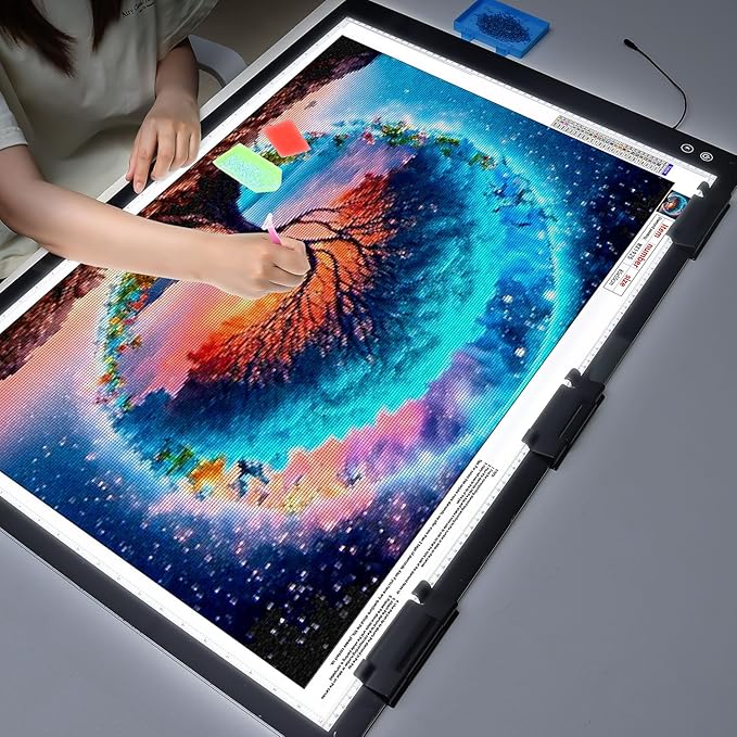 Zocelight A1(35.4''x 23.6'') Large Rechargeable Light Pad for Diamond Painting,6 Levels & Stepless Dimming Light Box for Tracing,3-Color Modes Light Board,Built-in 6000mAh Battery Light Table for Art