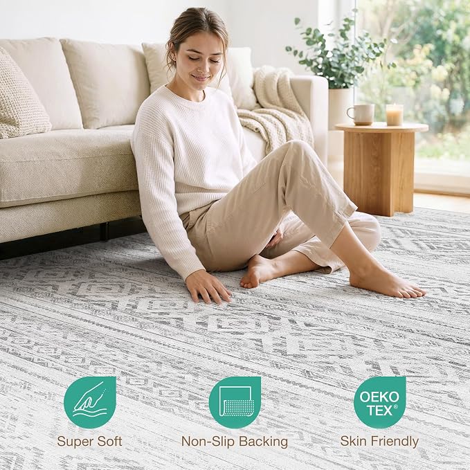 cotiled 5x8 Area Rugs Living Room Rug: Washable Boho Rugs - Image 4