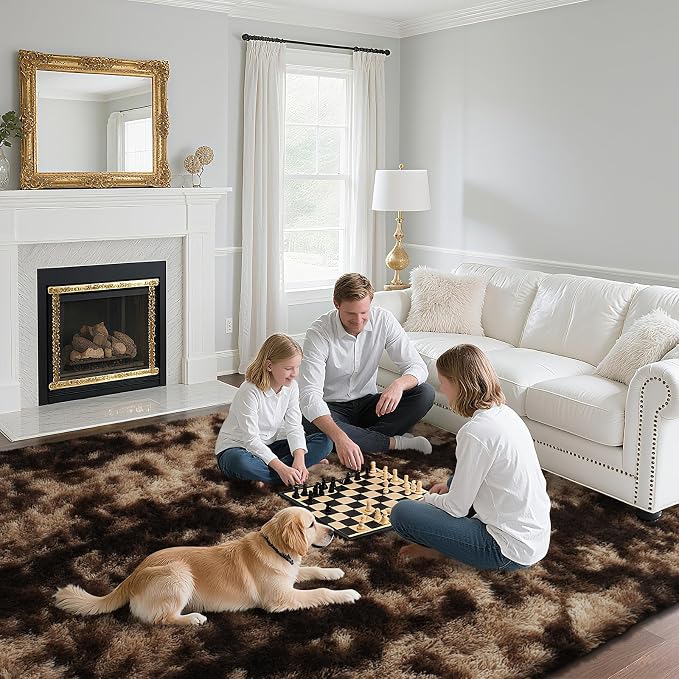 yongyangjuxin Fluffy Rug Shag Area Rug, Mottling Brown 10x14 Area Rugs - Image 4