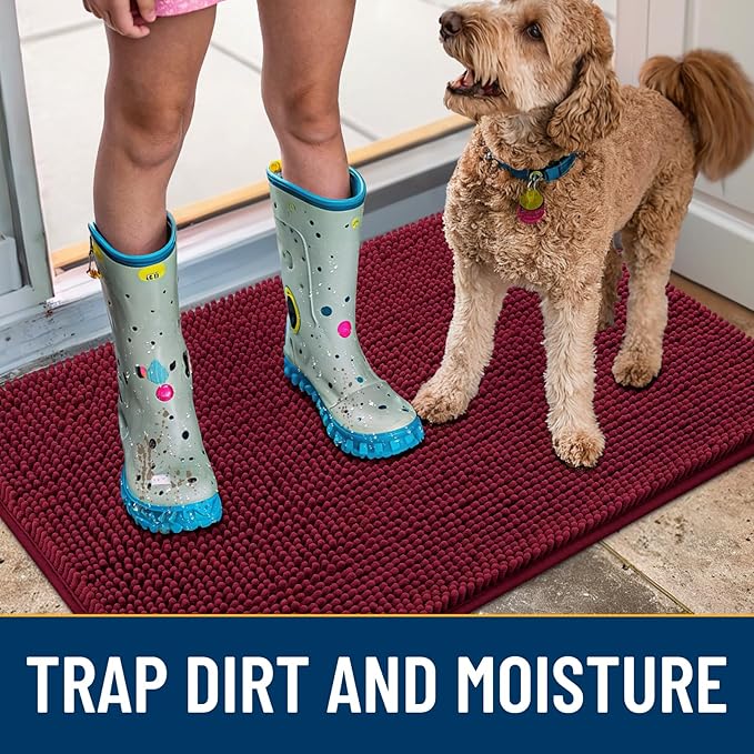 Smiry Dog Door Mat for Muddy Paws 36x24, Absorbent Dirt Trapper, Non-Slip - Image 3
