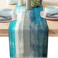 Teal Grey Table Runners Modern Art Farmhouse Linen Table Runners Dresser by AILUER