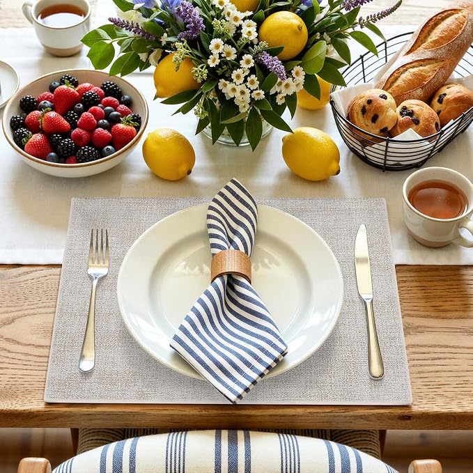 Faux Leather Heat Resistant Placemats 12 Packs, Waterproof Wipeable Dining PU - Image 8