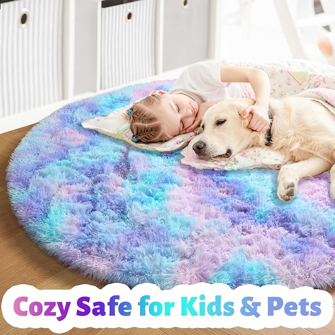 Amdrebio Purple Rainbow Round Rug 6Ft - Image 2