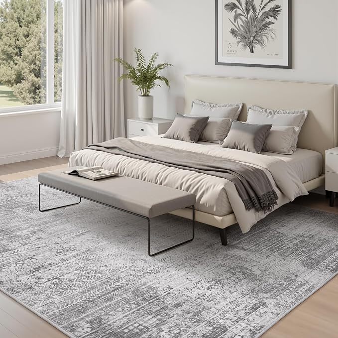 5x7 Area Rugs for Living Room Non Slip Machine Washable Rug Distressed Abstract - Image 3