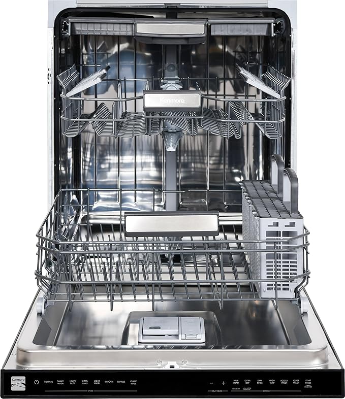 Kenmore 24" Built-in Stainless Steel Tub Dishwasher EasyFlex 3rd, SmartWash, UltraWash, TurboDry, MoreSpace Plus Adjustable Rack, Energy Star Certified, White