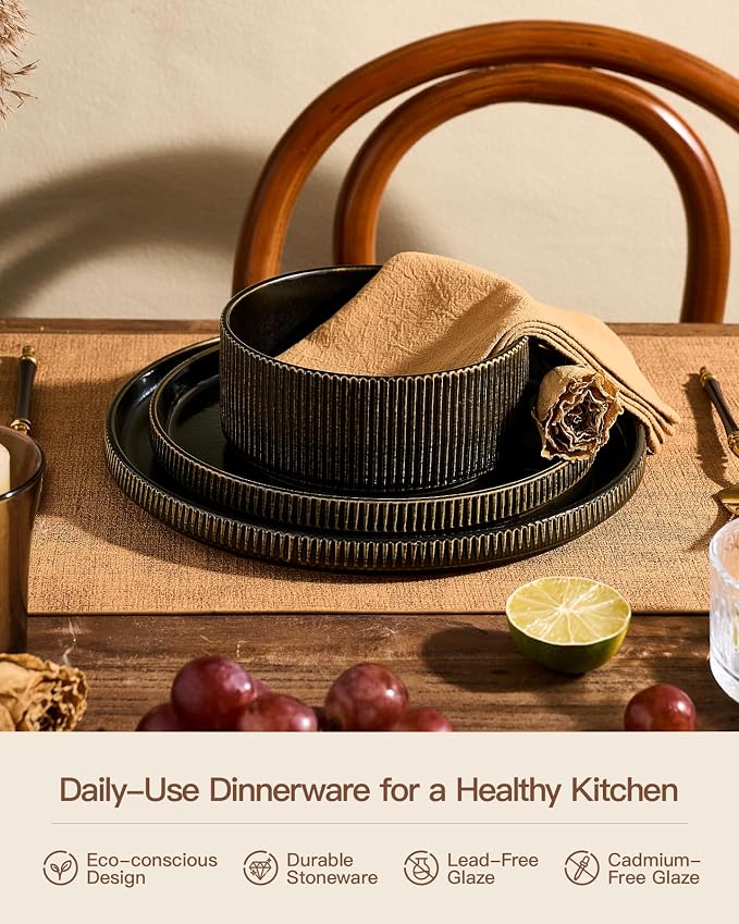 Stoneware Dinnerware Sets, Reactive Glaze Dishes Set - Image 5