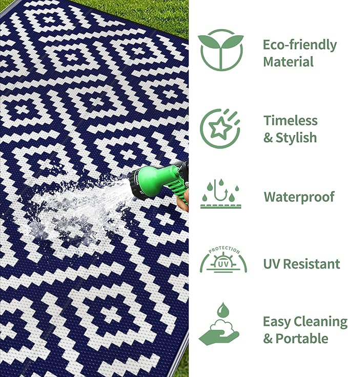 GENIMO Outdoor Rug 4'x6' Waterproof, Reversible Mats, Outdoor Area Rug - Image 5