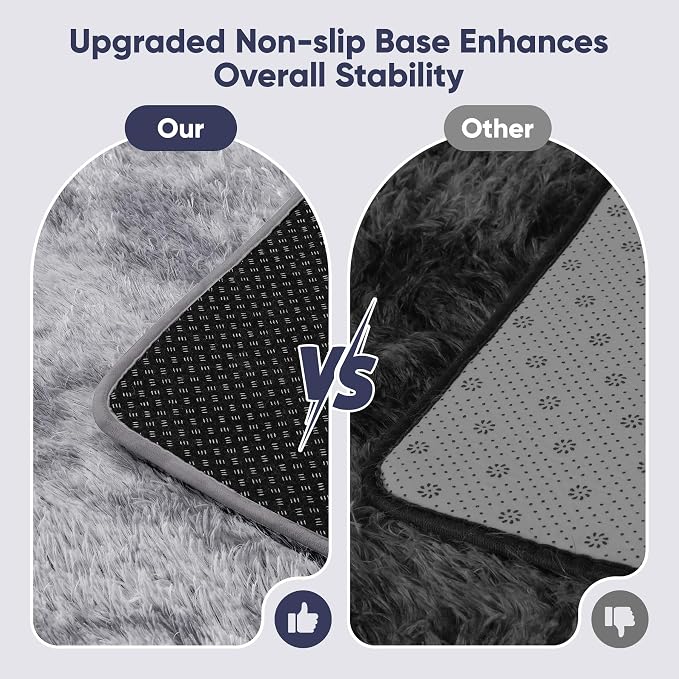 Area Rug for Living Room Bedroom: 4x6 Light Grey Soft Fluffy Shag Upgrade - Image 6