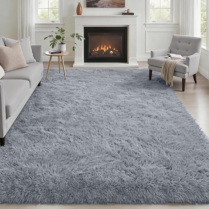 Fluffy 4x6 Area Rugs for Living Room Bedroom: Ultra Soft Shag Rug Non-Slip by Luxturiy