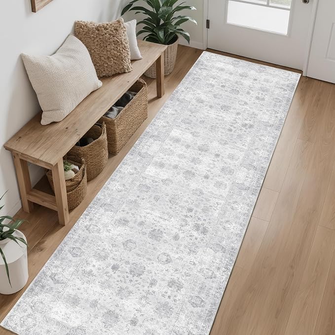 Hallway Runner Rug 2x8 Washable Area Rugs, Vintage Floral Rug Soft Non Slip by Dotiiorug