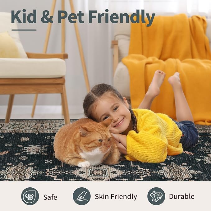 Rugxara Area Rugs for Living Room Bedroom, Washable Rug, Non Slip & Low Pile - Image 8