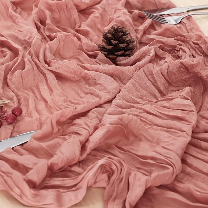 12 Pack Dusty Pink Cheesecloth Table Runner 120 Inch Boho Wedding Decor | - Image 5